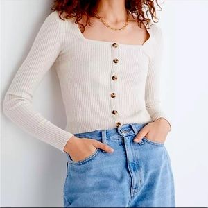 Madewell cropped square neck cardigan